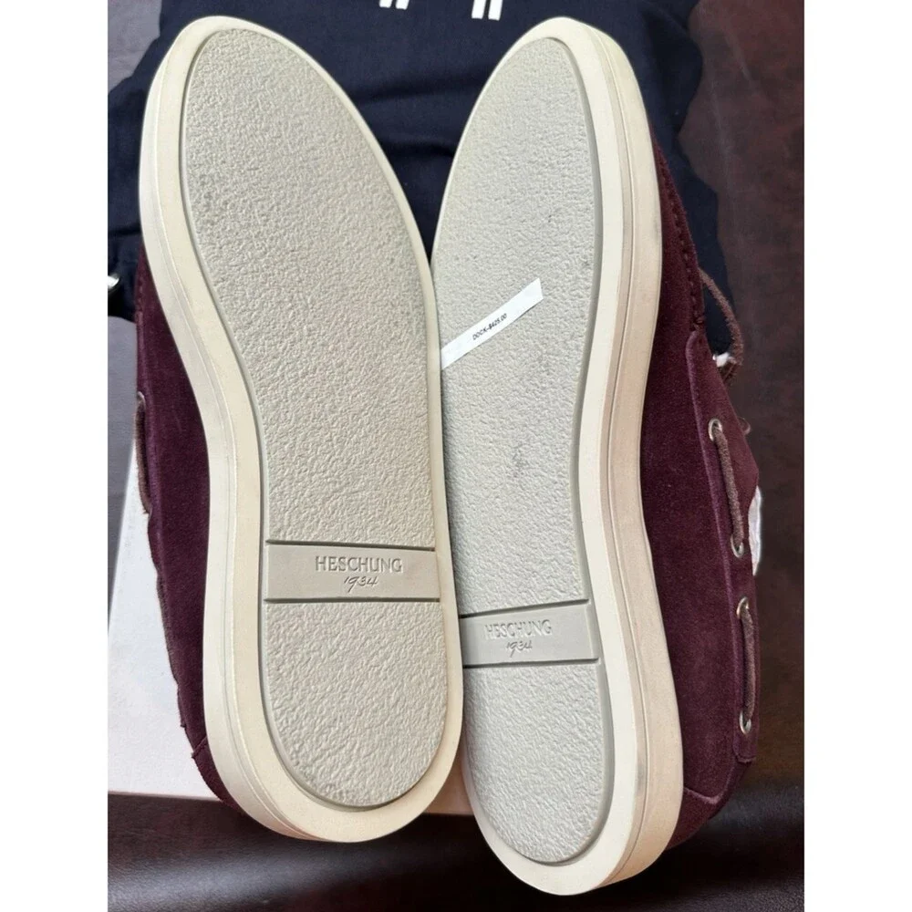 Heschung Paris Men’s Dock Shoe Size 11 Suede Lace Up New with Dust Bags